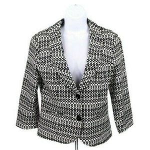 CAbi Du Jour 298 Black White Brown Geometric Print Blazer Jacket Womens Size 6